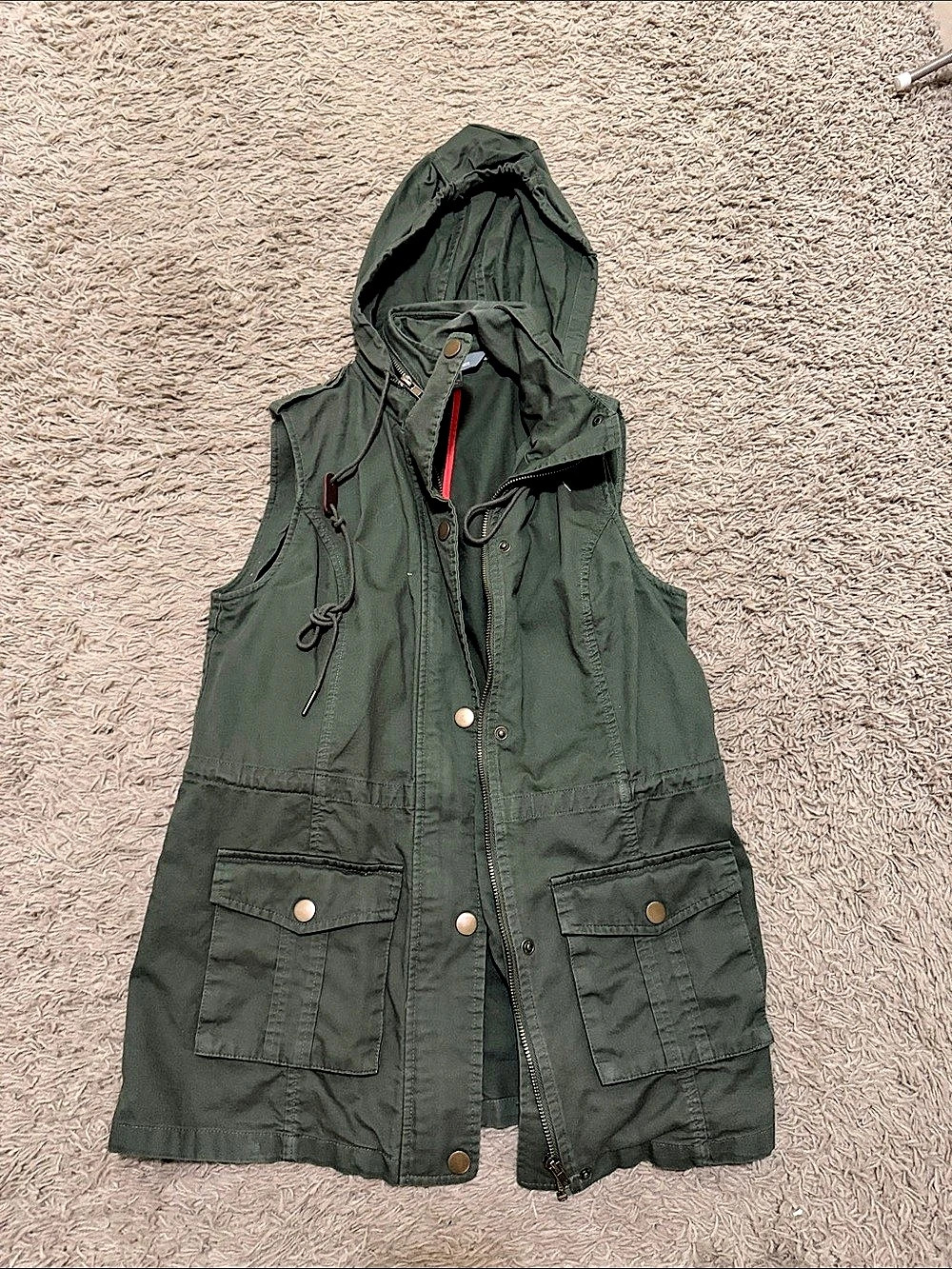 market & spruce Women's Hooded Utility Vest Size XS